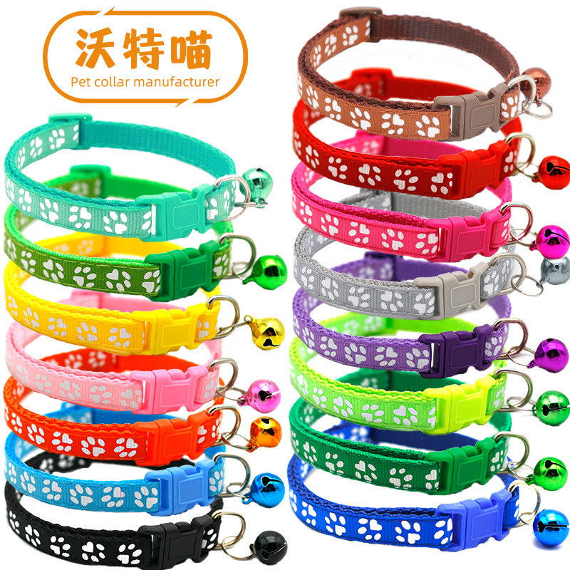 Pet Patch Collar Dog Cat Collar Single Footprint Paw Print Bell Collar Cat Buckle Collar Explosive Collar
