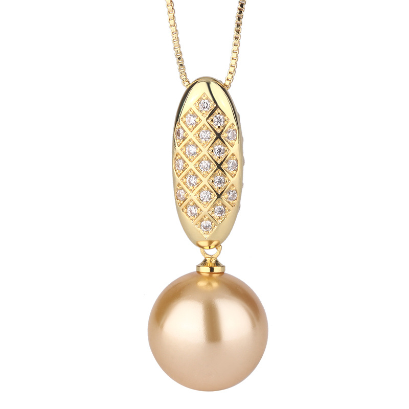 2024 nuevo estilo Zhuang Shengsheng joyería fondo de cobre chapado en oro de alta calidad collar colgante 16mm al por mayor