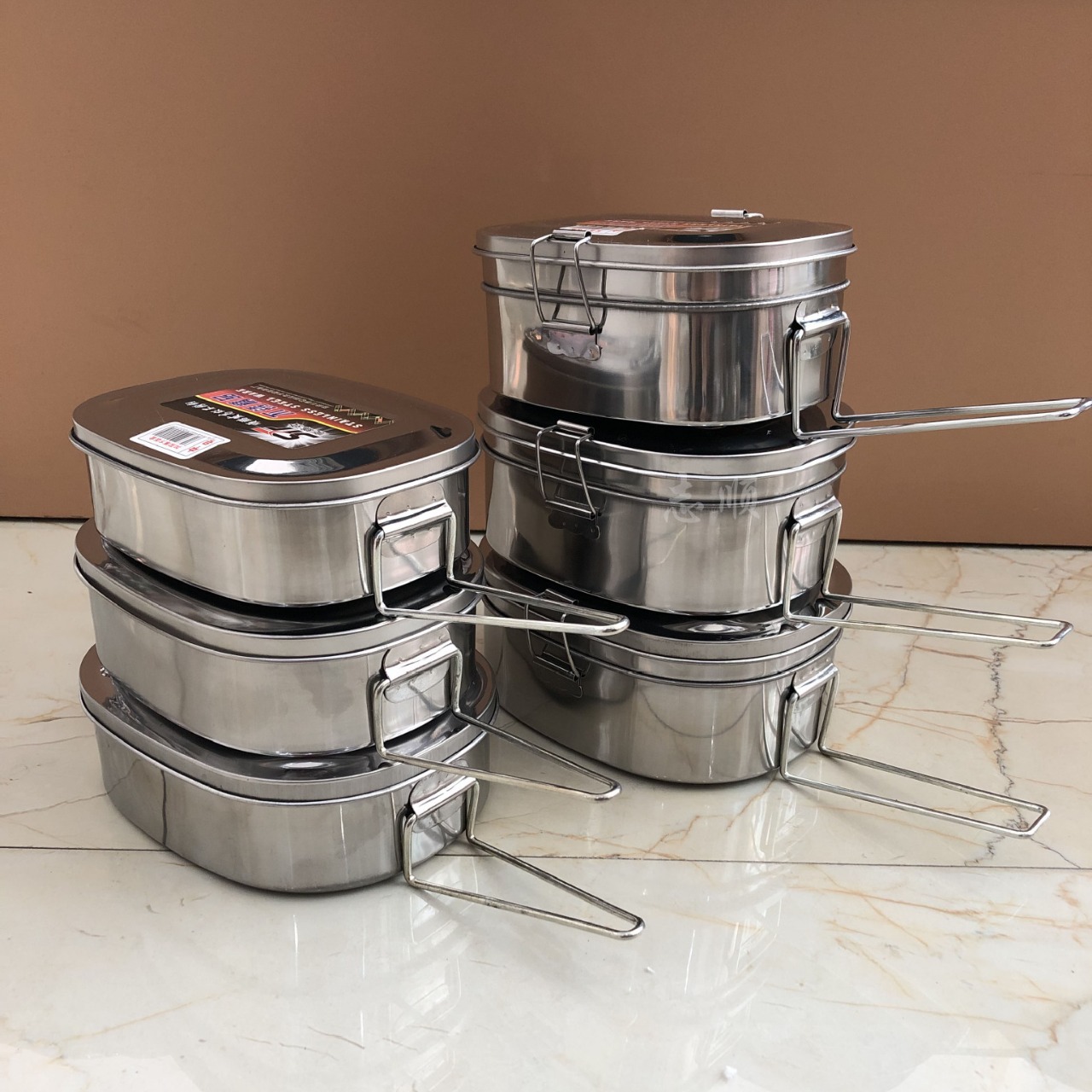 Stainless steel insulated lunch box Square single-layer thickened lunch box stainless steel student lunch box multi-purpose lunch box