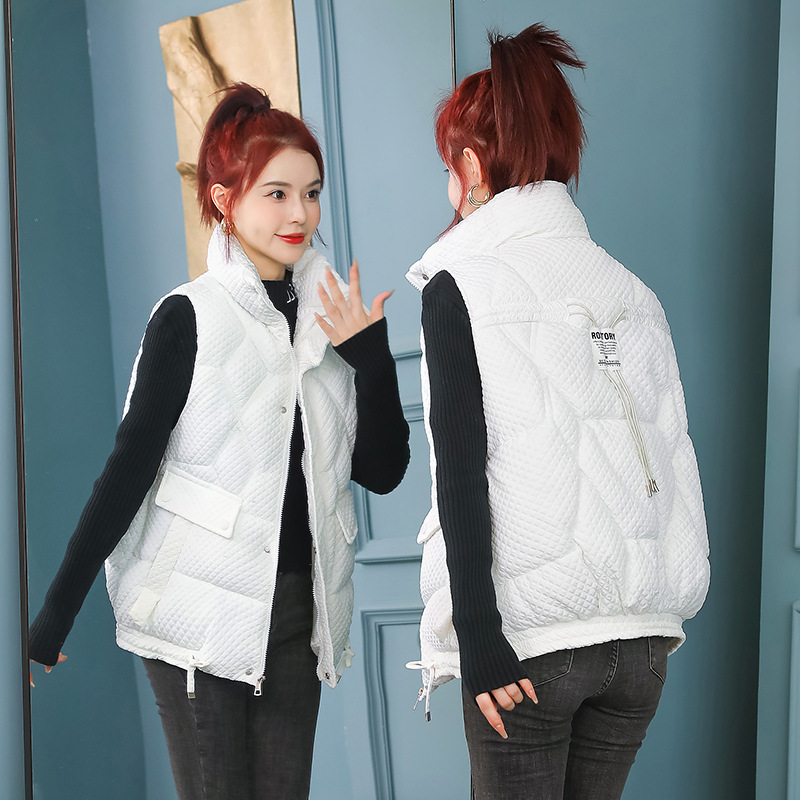 Otoño y invierno de 2023 nuevo chaleco de algodón corto de moda coreano abrazadera de caballo universal chaleco de hombro suelto chaqueta