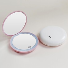 充电款便携手持折叠化妆镜led灯10倍放大电池款镜子翻盖镜子双面