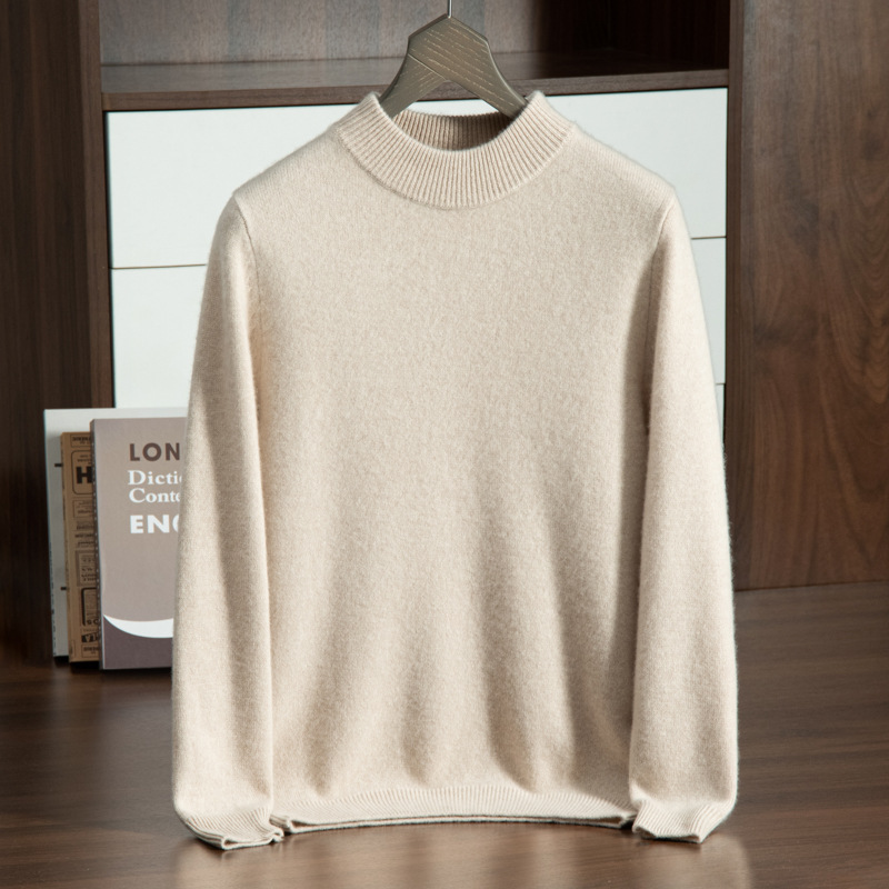 Cashmere sweater Men's seven-stitch double thick semi-turtleneck knit cashmere sweater men's fall/winter pullover base sweater