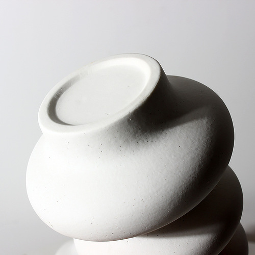Cross-border creative off-white frosted ceramic donut gourd vase set hydroponic B&B home model decoration