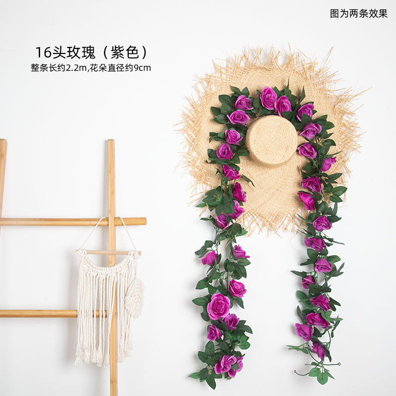 Flor artificial vid Rosa ratán boda decoración interior tubo sinuoso peonía flor tira flor artificial techo flor artificial vid