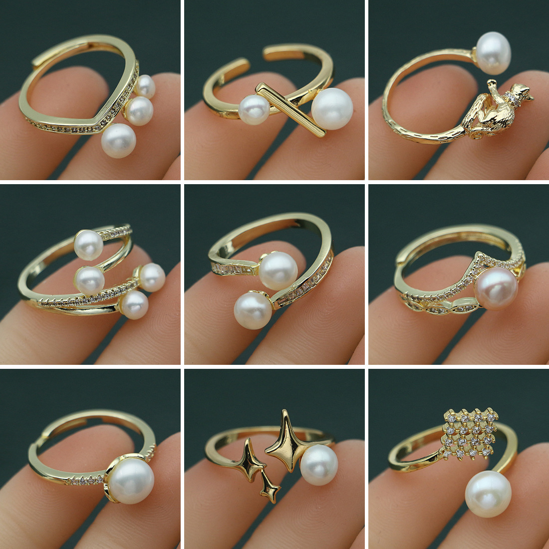 【1-50】Vintage Freshwater Pearl Ring, Court-Style Wire-Wrapped Design, Elegant and Versatile for Commuting, Wholesale
