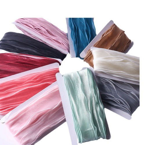 Gold edge mermaid tail yarn ribbon snow gauze bouquet packaging bow handmade material wave ribbon flowers floral art