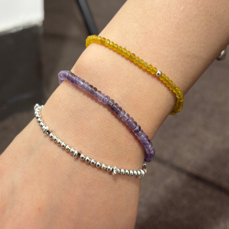 Korean-Style Niche Natural Stone Bracelet for Women, Stylish and Sweet Design, Simple Disc Beads, Silver Ball Hand Jewelry Korean-Style Niche Natural Stone Bracelet for Women, Stylish and Sweet Design, Simple Disc Beads, Silver Ball Hand Jewelry