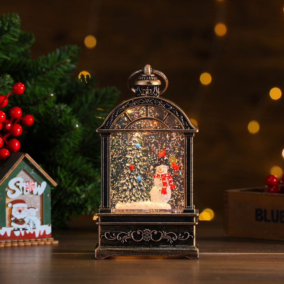 Nueva música de Navidad nieve inyección de agua TV lámpara de noche lámpara de aceite lámpara de caballo decoración de regalos image 40