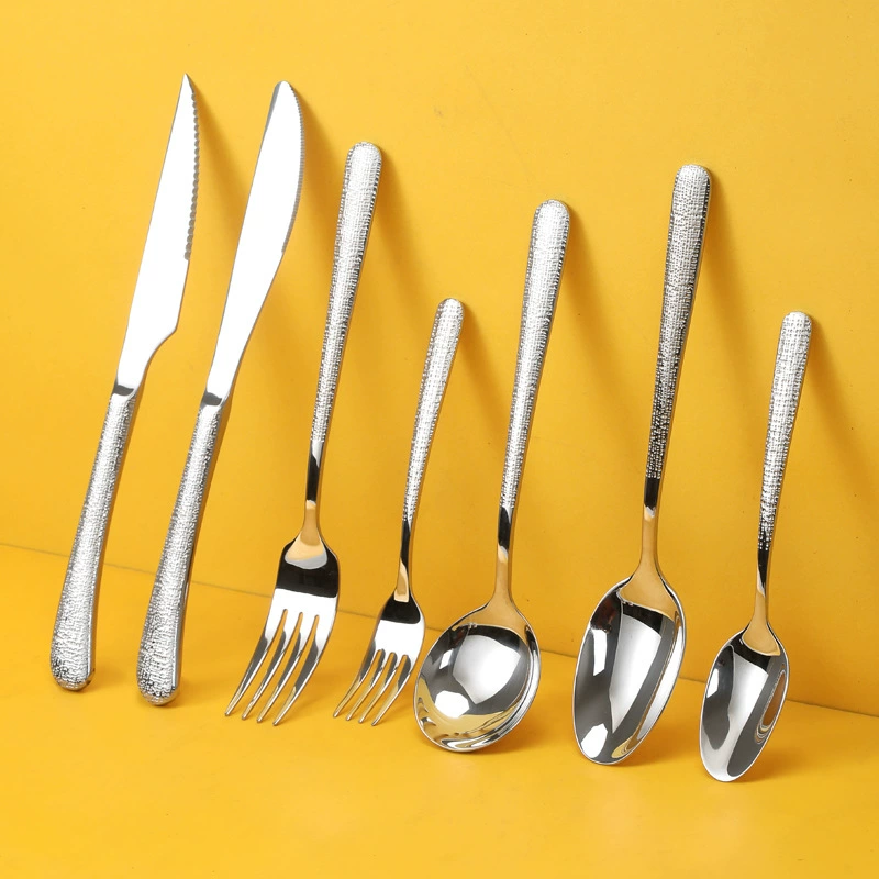 Трансграничная ложка из нержавеющей стали 304, посуда, элегантная звезда, алмазная ткань, треснутая западная нож для стейка, вилка и ложка, десертная ложка для отеля