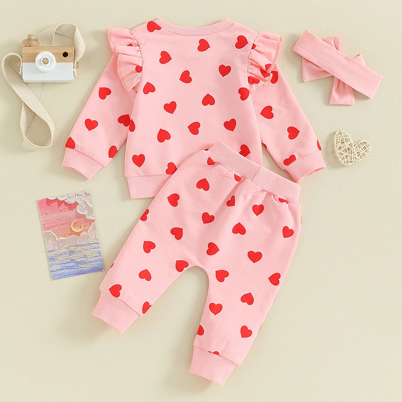 Heart Print Hoodie Set Image 3