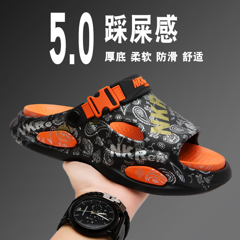 Zapatillas de verano para hombres, sandalias de playa de doble uso para conducir, sandalias de playa de gran tamaño antideslizantes para hombres, sandalias de playa de gran tamaño 46