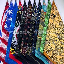 亚马逊55*55CM印花大方巾斜纹户外骑行头巾保暖披肩防晒巾批发女