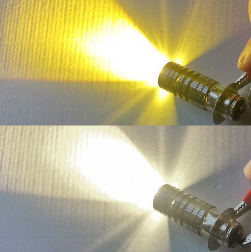 Cross-Border Hot-Selling Led Motorcycle Headlight Fisheye Light Small Steel Cannon P15D H6 Dual-Color Yellow and White Electric Vehicle Front Headlight