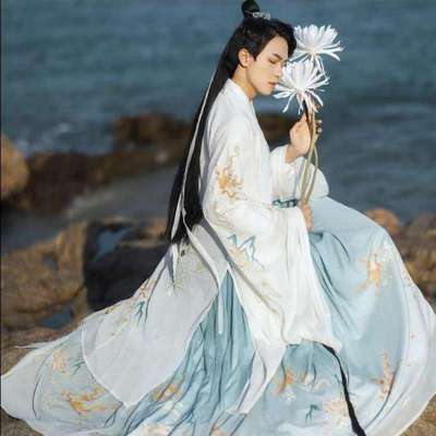 Printed Chinese Hanfu For man waist-length Han Tnag Ming Wei Jin Dynasty prince  warrior swordsman cosplay gown knights clothes