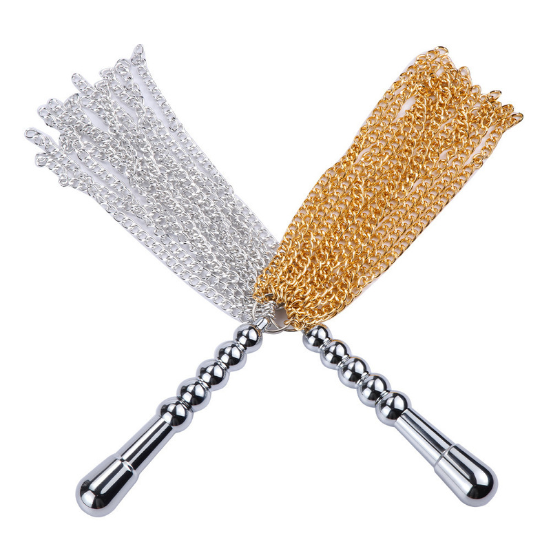 Metal chain fun whip husband and wife flirt whip adult toys back court anal plug sex products a generation of hair