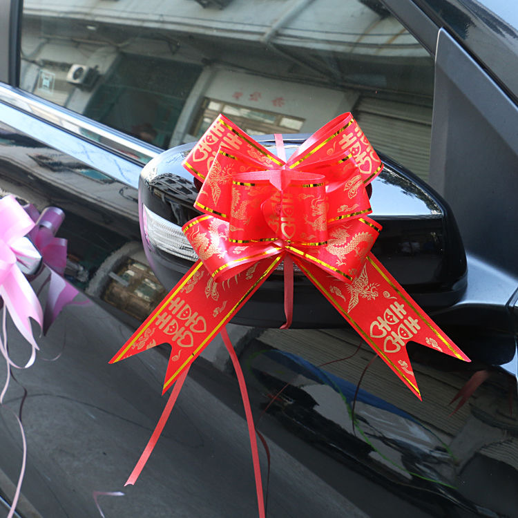 50mm impreso oro borde mano tire flor boda coche celebración mango caja de regalo decoración producto promoción arco flor decorativa