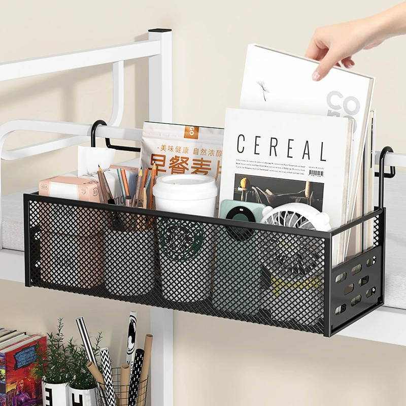 Bedside Hanging Storage Shelf, Dormitory Bed Organizer, 2 Sizes, Black/White, 3 Fixing Hooks