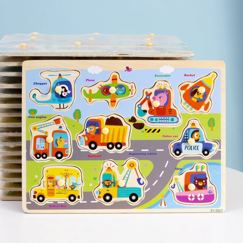 Деревянный пазл с тематикой животных и транспорта для детей, развивающая игрушка для раннего обучения, познавательный пазл с сопоставлением