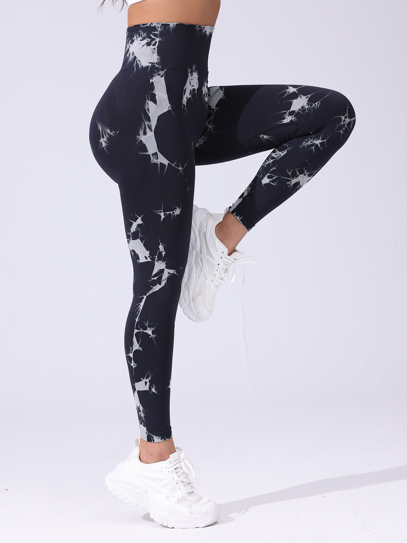 2025 goteo de pegamento antideslizante tie-dying leggings deportivo de mujer de cintura alta correr pantalones de calzado de alta elasticidad pantalones de fitness ajustados