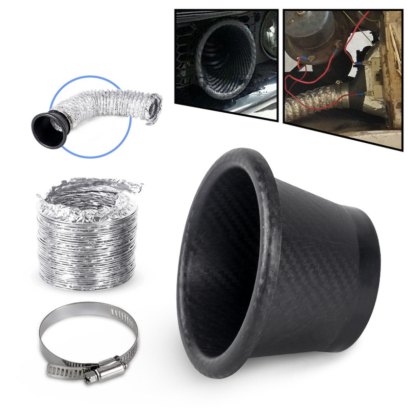 Cross-border car modified air intake carbon fiber pattern air intake round air intake duct air outlet square air intake horn