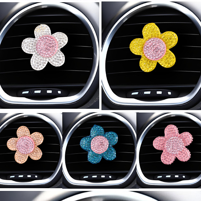 Comercio electrónico transfronterizo cerámica barro flores diamantes coche aire acondicionado salida de aire clip de aromaterapia decoración clip de perfume adorno