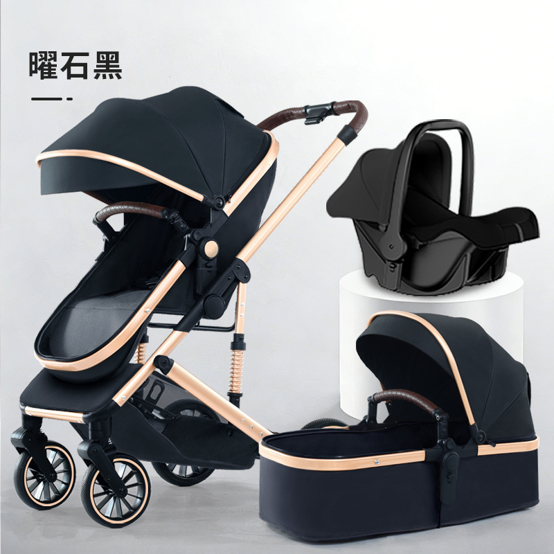 Personalizado alto paisaje cochecito de bebé se puede sentar y acostarse plegable cuatro estaciones cochecito de bebé universal cuatro ruedas antichoque coche bb