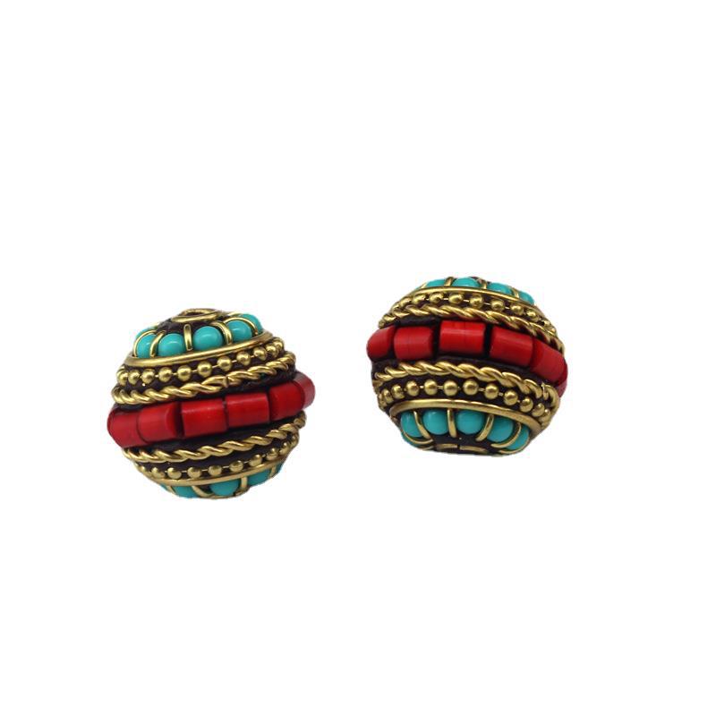 Ethnic copper brass stone inlay handmade