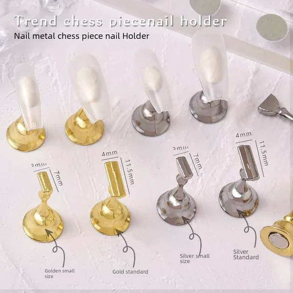 Wholesale nail art metal nail holder novice practice bracket magnet gem wearing nail fixed special nail art tools