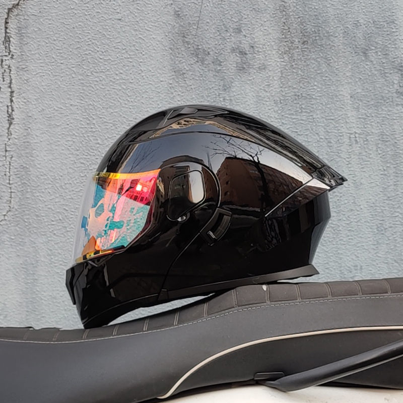Motocicleta con doble espejo, casco para hombres y mujeres, casco para motocicletas, cuatro estaciones, cola de locomotora, casco Bluetooth, nuevo estándar nacional