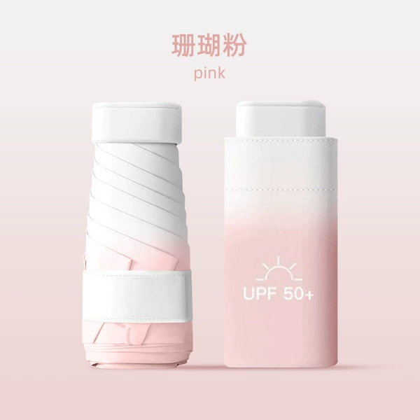 ⭐Coral Pink-UPF50+ [Pink and White Gradient Vinyl Card Umbrella Mobile Phone Size]