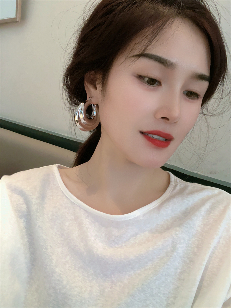 Copper Material Geometric Pattern Women's Gender 1 Pair Retro Roman Style Geometric Copper Earrings