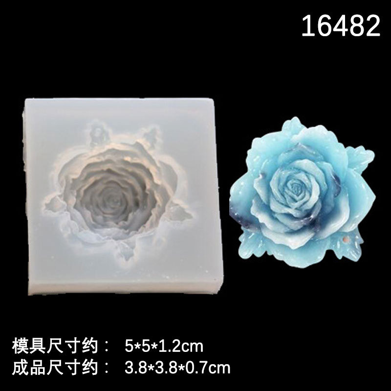 Espejo epoxi molde pequeña flor DIY vintage tocado molde antiguo estilo horquilla flor Rosa accesorios molde decorativo