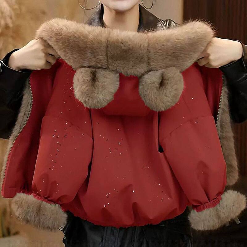 Girls' Fleece-Lined Jacket 2025 New Winter Thickened Early Winter Outfit for Little Girls, Super Cute Hooded Parka
