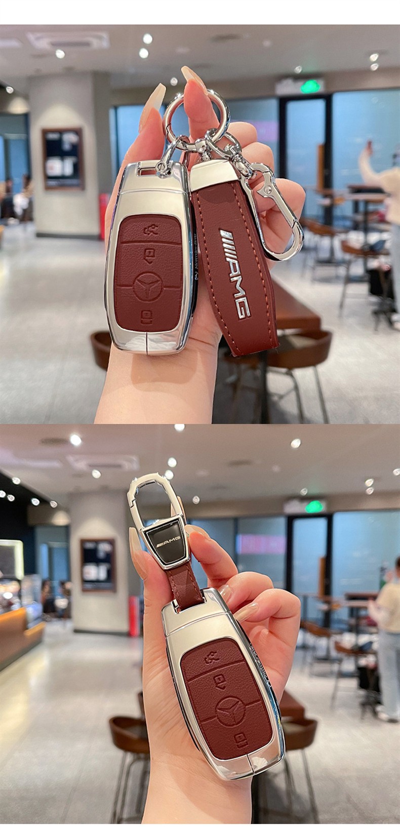 Suitable for Mercedes-Benz Amga35L Key Cover, High-End G63 Amg, New Model Gle53, C43 Car Metal Shell Key Case for Men