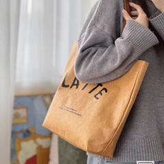 新しいデュポン紙袋カスタマイズされたレトロな文学ショルダーバッグハンドバッグ仕事用多用途防水学生クラフト紙袋