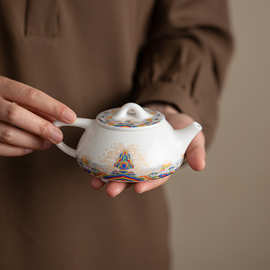 德化白瓷海水江崖茶壶泡茶高档家用功夫茶具陶瓷一人用冲茶西施壶
