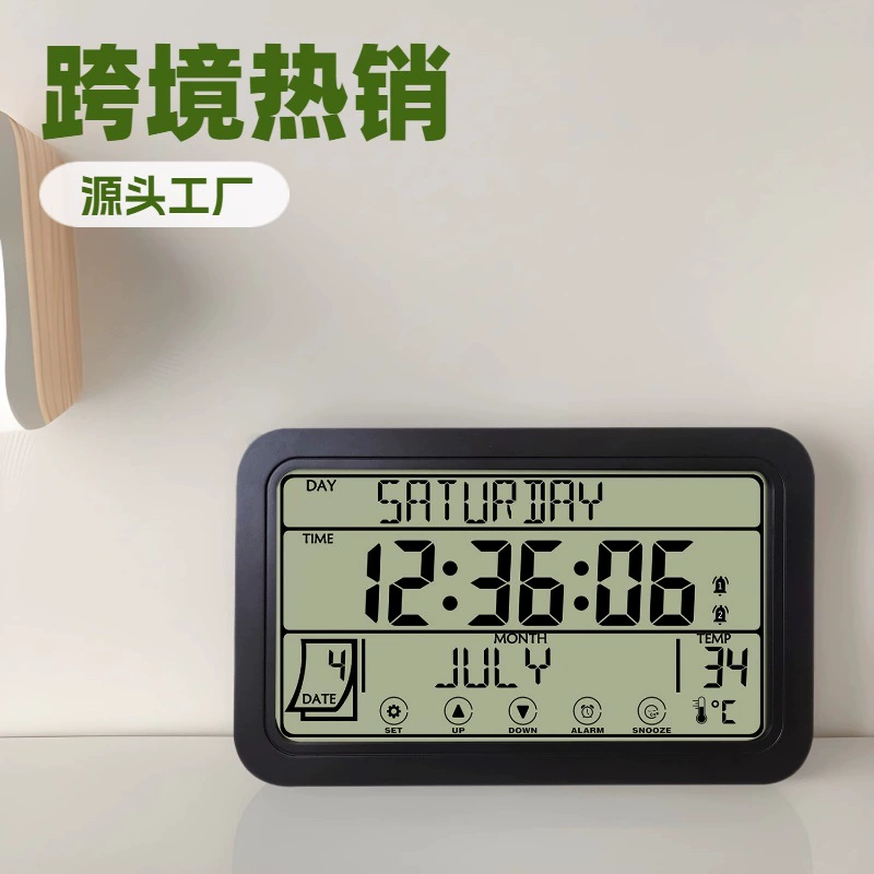 Европейская и американская многоязычная неделя полный дисплей сенсорные настенные часы стол для спальни ЖК-многофункциональный электронный настенный будильник