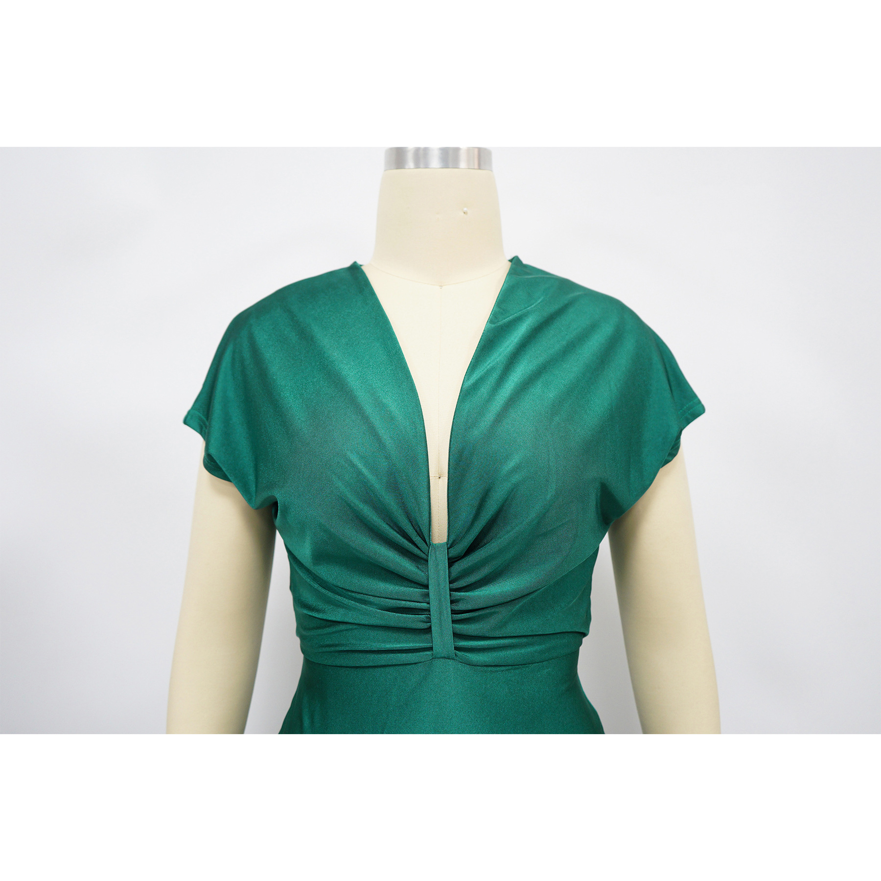 Women's V Neck Short Sleeve Dress Elegant Slim Fit with Back Slit K10697 AliExpress European And American Cross Border Fashion New_ecoleips.com