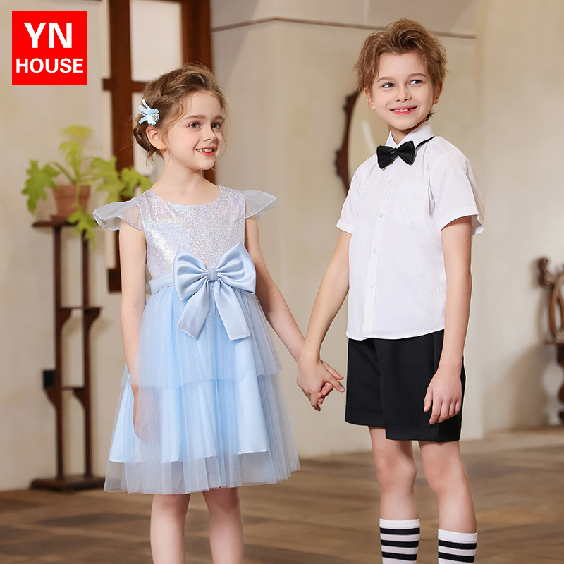 Uniformes de actuación del coro de niños de jardín de infantes para estudiantes de primaria y secundaria, recitación de poesía, discursos, trajes de actuación de danza para niñas