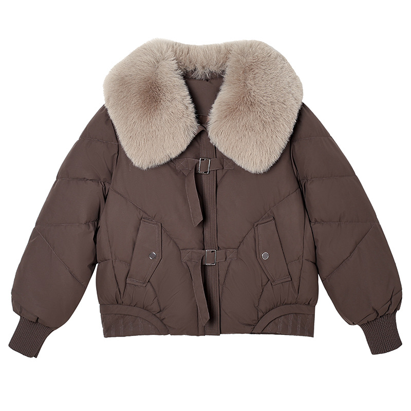 Ropa de algodón suelta de invierno de moda de 2025 nuevo cuello de cabello de algodón de mujeres de otoño y invierno chaqueta de algodón exterior abrigo corto image 5