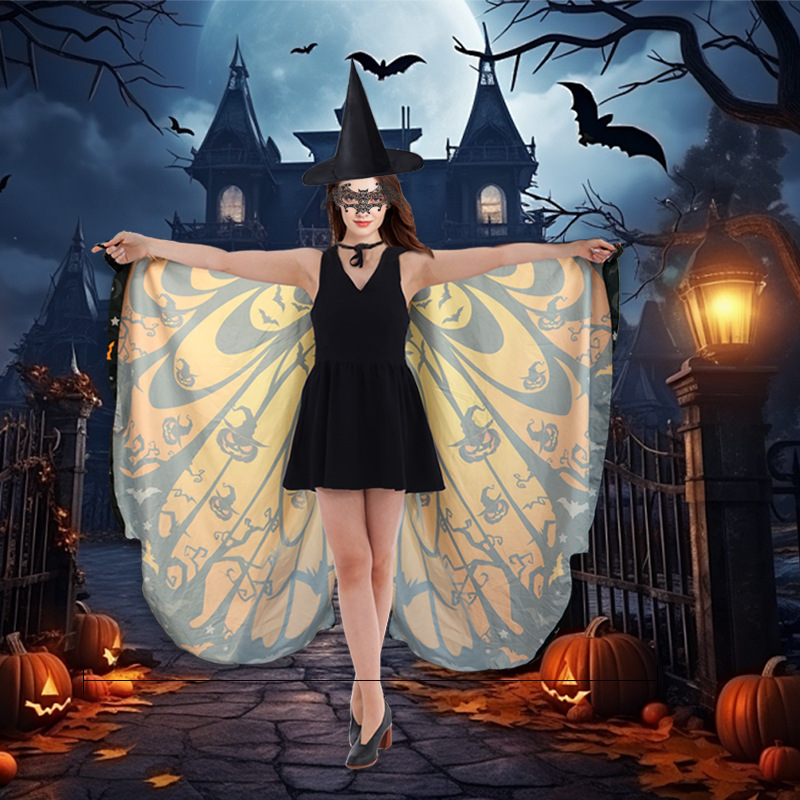 Capa rayada rotatoria murciélago ala capa de punto sopa bifurcada borde de onda baile espectáculo de terror celebración TK