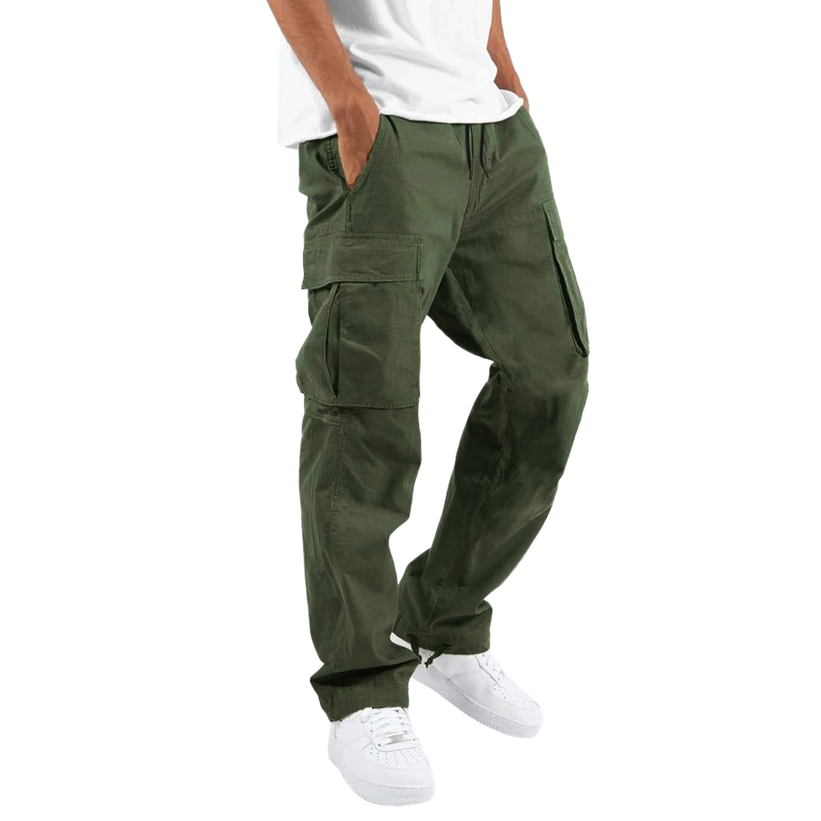 Pantalons de travail décontractés pour hommes, nouvelle collection printemps-automne, avec cordon de serrage et poches_voghion.com