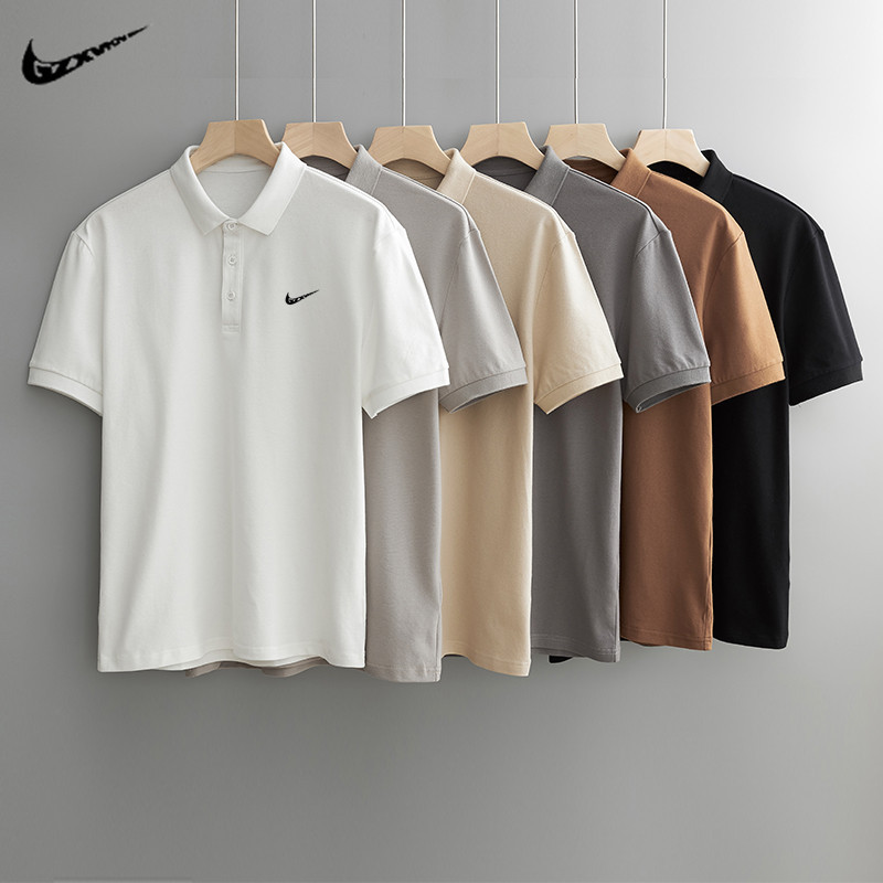2024 Summer polo shirt short-sleeved men's loose design men's fashion summer solid color clean lapel beaded T-shirt 2024 Summer polo shirt short-sleeved men's loose design men's fashion summer solid color clean lapel beaded T-shirt