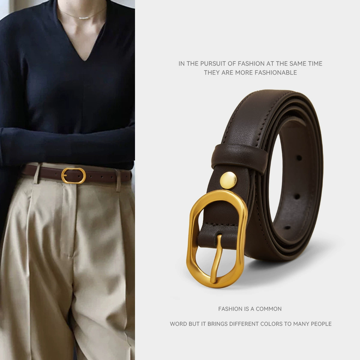 Новый женский ремень 2025 года, модный и универсальный для джинсов, тонкий декоративный ремень из натуральной кожи в корейском стиле для женщин.