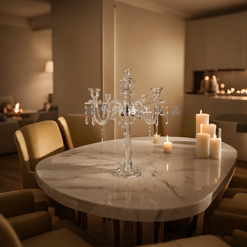 Luxury acrílico ligero europeo candelabros de cinco cabezas propósitos de boda fiesta de boda hotel restaurante occidental decoración de mesa