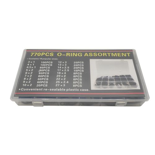 770pcs 18 specifications nitrile rubber black apron sealing ring O-ring high temperature resistant nitrile rubber ring set