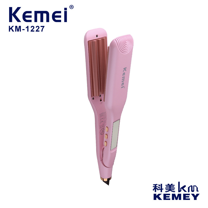 Rizador y alisador de pelo Kemei con pantalla digital, temperatura constante, rizador de maíz, alisador de pelo, rizador de ondas grandes. image 1