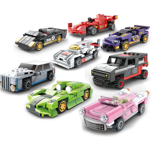 OpenAI Mini Sports Car Model Toy Set with Launching Mechanism Compatible with LEGO Building Educational Puzzle Gift for Boys