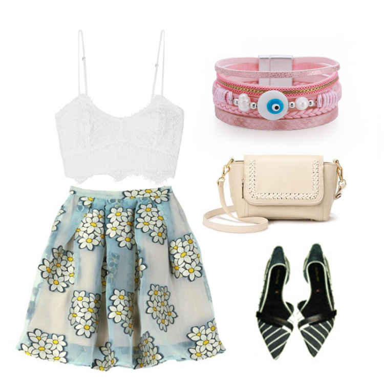 Bohemian multi-layer woven devilu0027s eye pearl leather bracelet