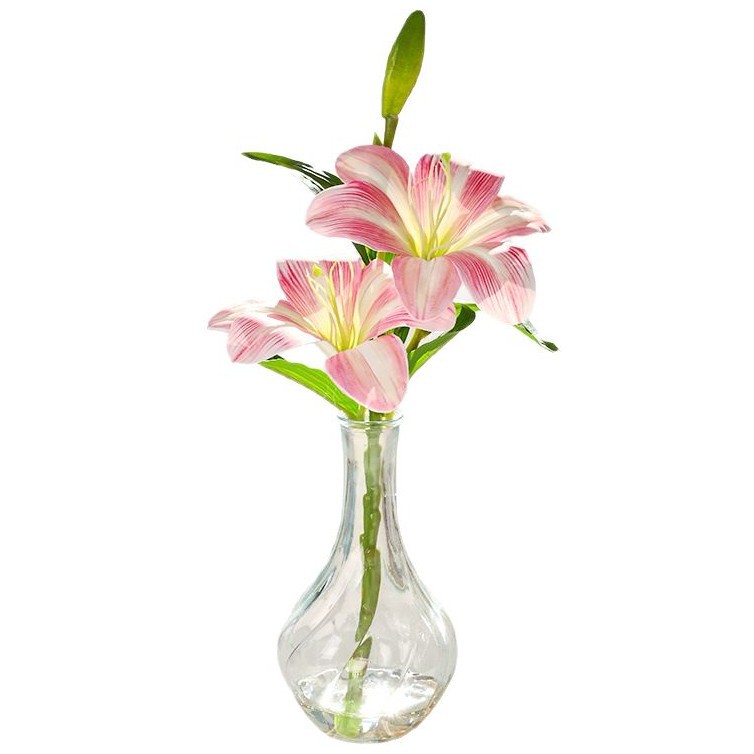 Flores falsas de vidrio de agua falsas flores de lirio bonsai flor de moda decoración creativa plantación verde artificial simulación maceta image 6